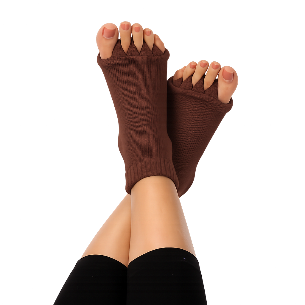 COFFEE BROWN TOE SPACER SOCKS